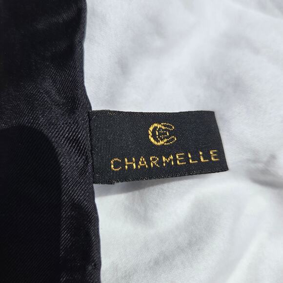 Vintage Charmelle Queen Bee Silk Scarf Rolled Hem Blue Gold Black - Picture 8 of 12